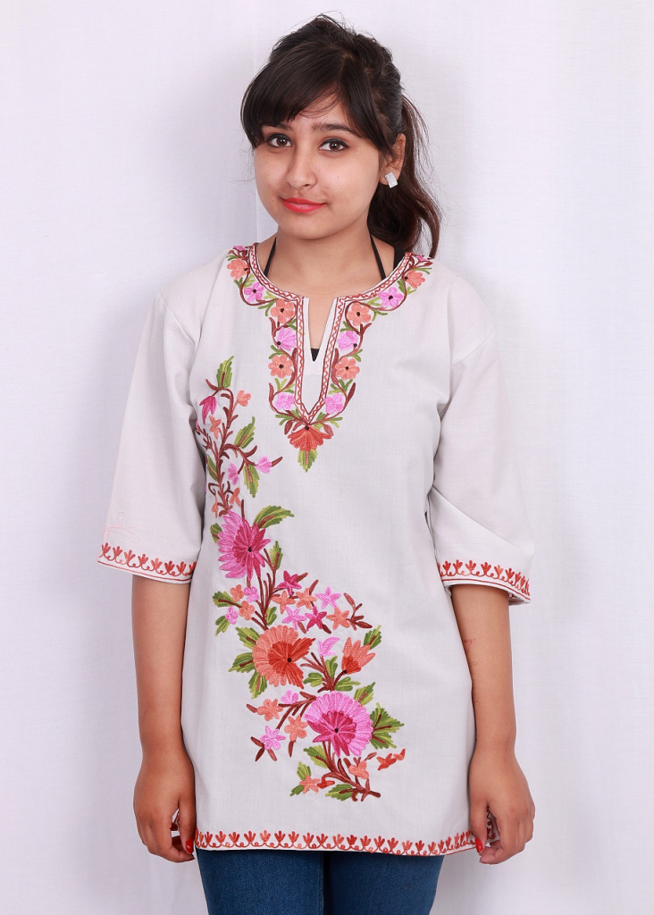 kurti design with white lace