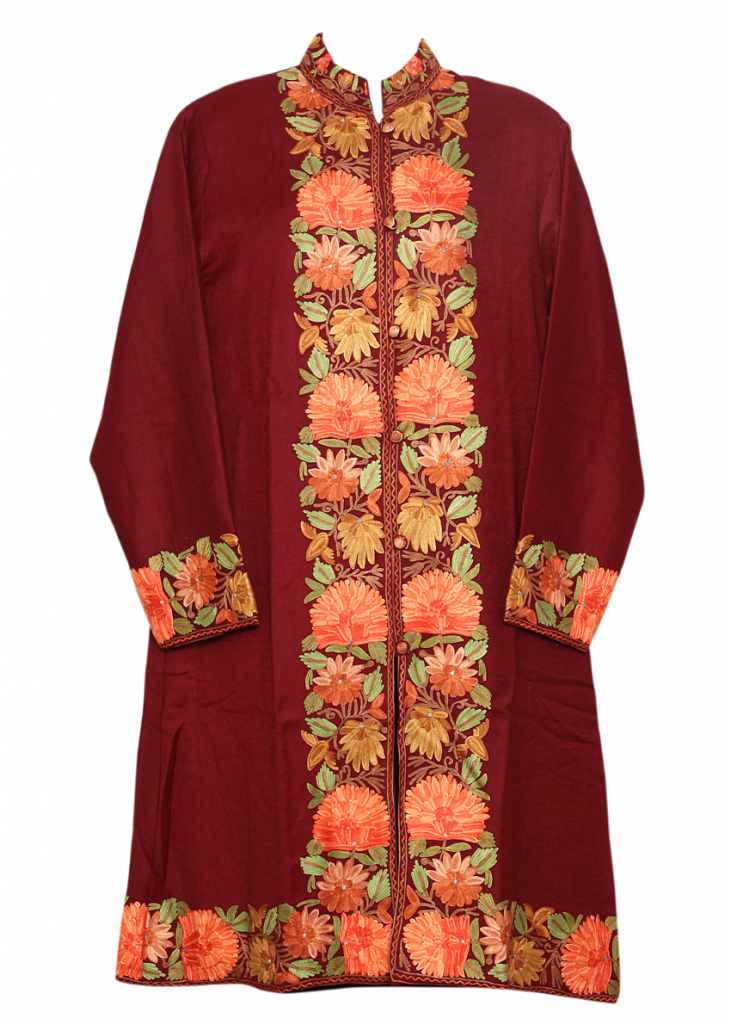 maroon kashmiri long jacket | Kashmir Market
