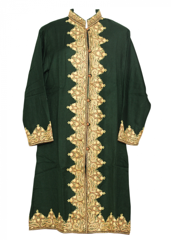 green kashmiri long jacket | Kashmir Market
