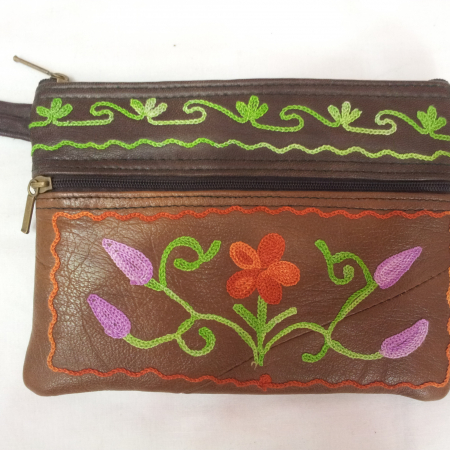 Ladies Leather Kashmiri Embroidery Handbag at Rs 1400/piece in Delhi | ID:  21005658662