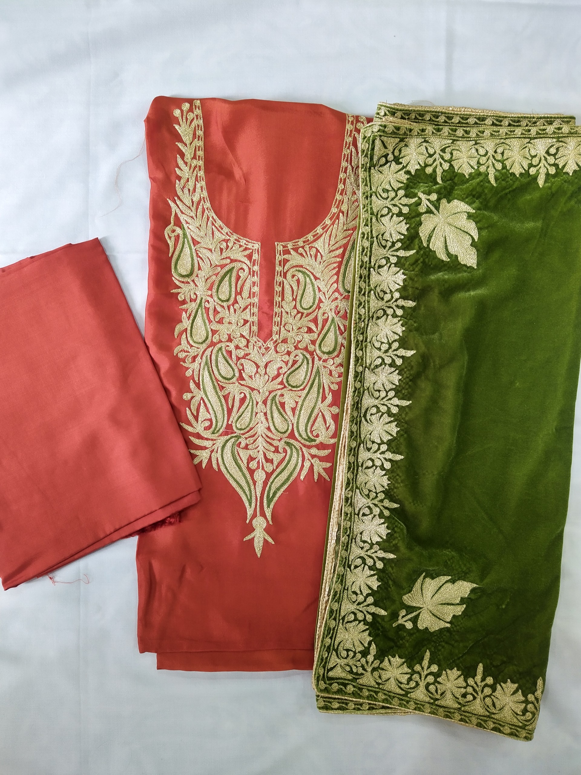 Moss Green Kashmiri Kashidakari Hand Embroidered Suit – Talking Threads