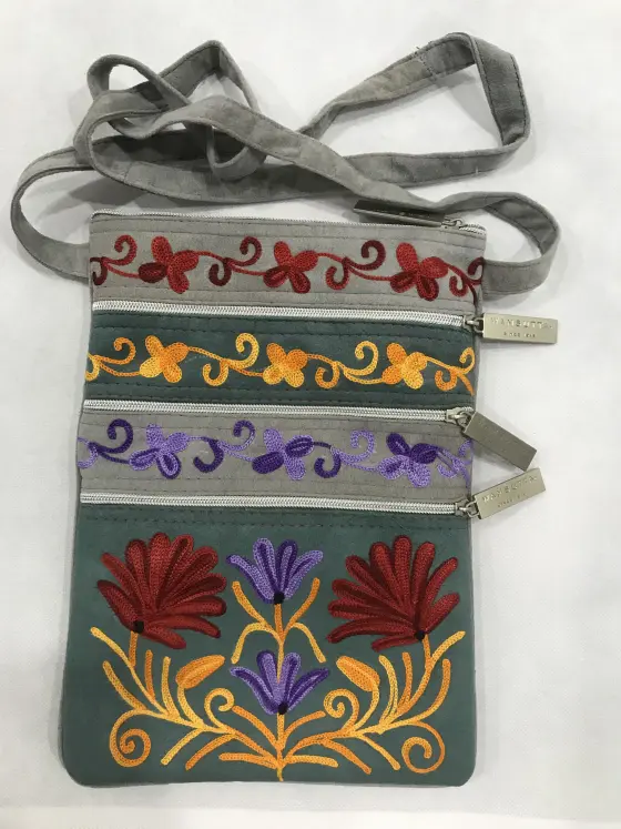 Buy Kong Posh Handbags for Women Genuine Leather| Kashmiri Crewel Embroidery  (Brown) at Amazon.in