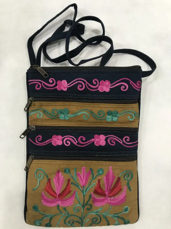 Crewel Embroidered Tote Bag, Shopping Carry Bag Black, Multicolor #CBG -  Best of Kashmir